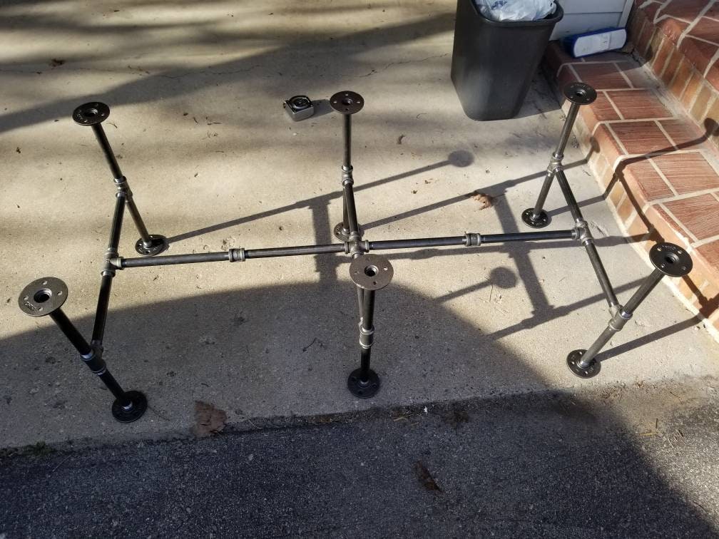 Industrial pipe table legs with welded joints made to last 1/2" Diameter with middle legs for heavy tops