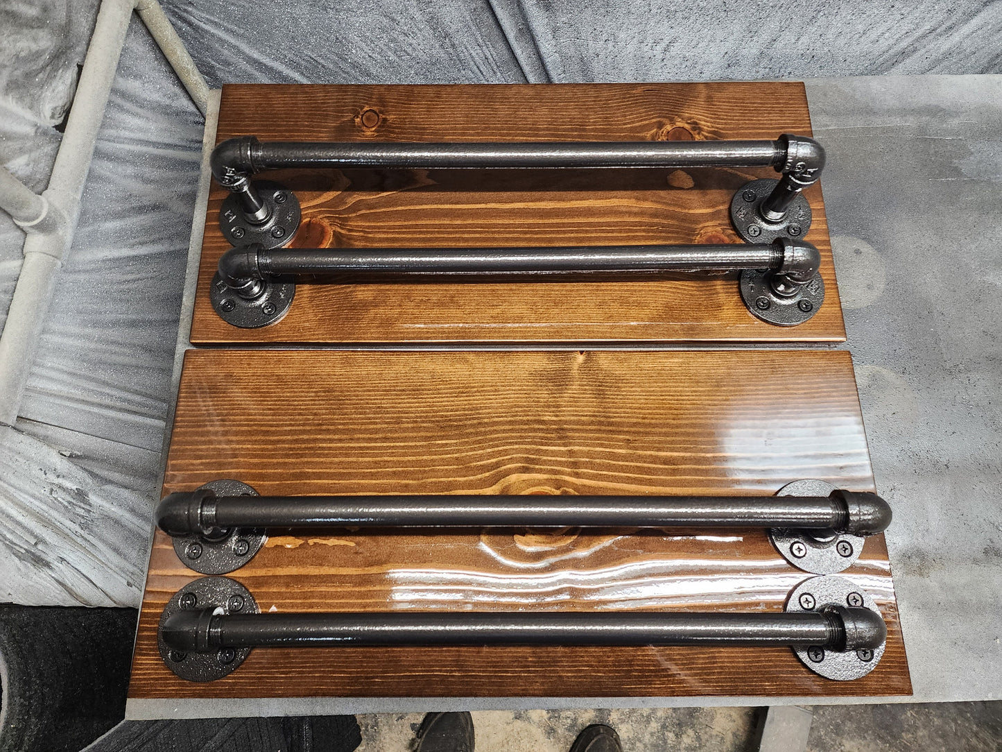 Assembled and Ready to Install Industrial Pipe Bottle Storage Shelf Brackets