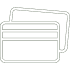 A minimalist white line icon depicting a stack of credit cards, commonly used as a placeholder or generic payment symbol.