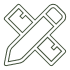 Blue 'X' symbol on a white background