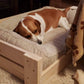 Handmade custom rustic wooden crate vintage style dog bed, pet bed, pet furniture, cat furniture, cat bed
