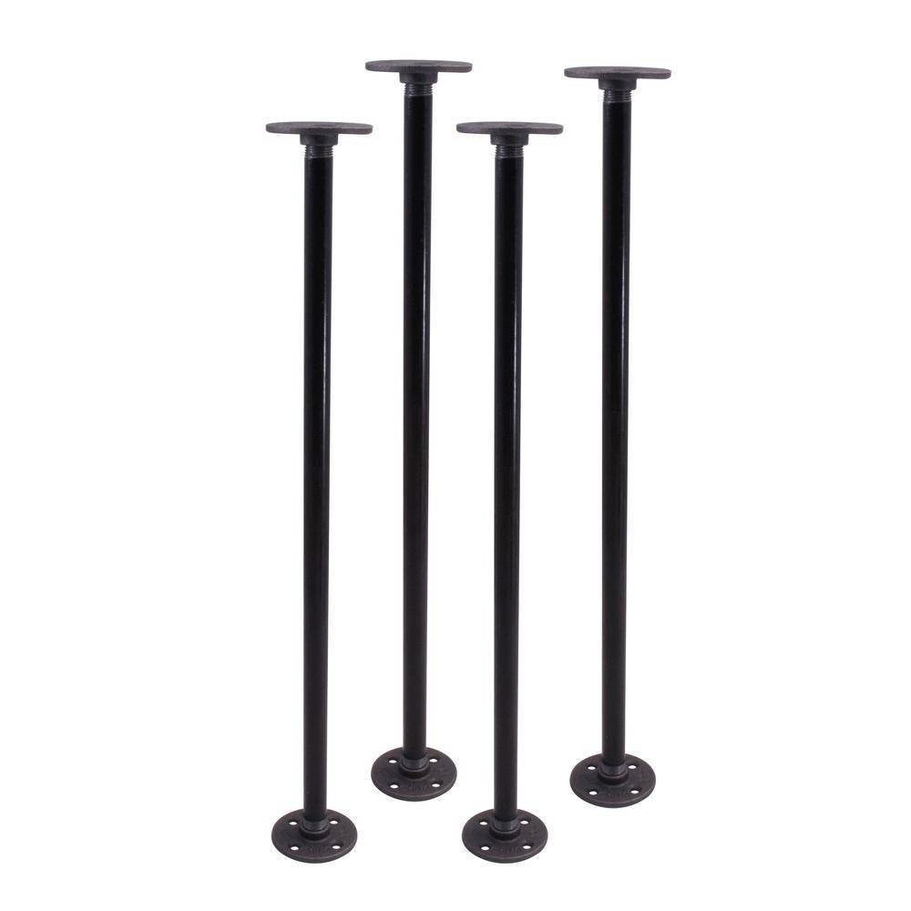 Industrial black pipe legs fully assembled and painted complete set of 4 complete table legs 1/2" diameter pipe