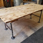 Handmade rustic farm house table oak plank coffee table with industrial black pipe legs farmhouse coffee table