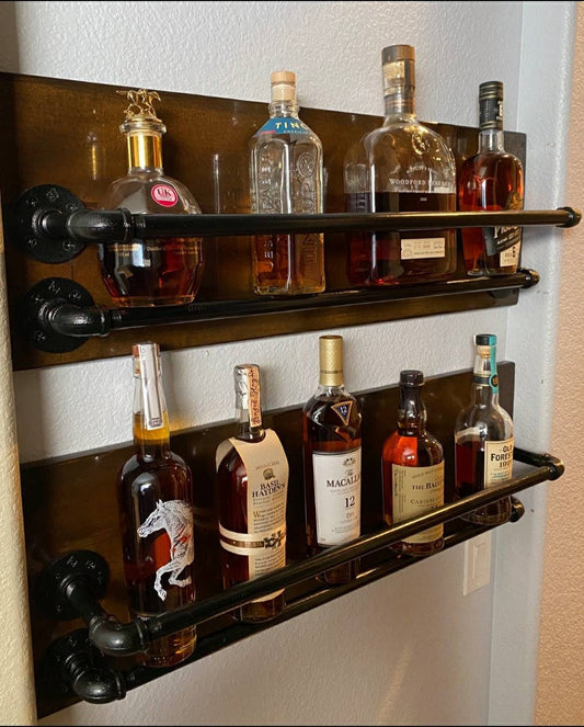 Handmade Barnwood Siding Bar Shelves for Wine, Whiskey, Bourbon Display - Perfect for Restaurants, Bars, Man Caves, Game Rooms