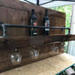 Rustic Reclaimed Wood Liquor and Wine Shelf with Pipe Construction: Handcrafted for Home Bar & Stemware Storage