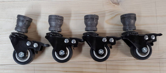 Black pipe leg accessories - 1 1/2" caster wheels for 1/2" black pipe legs.