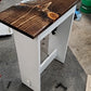 Farmhouse table, End Table, custom handmade with USB ports and electrical outlets