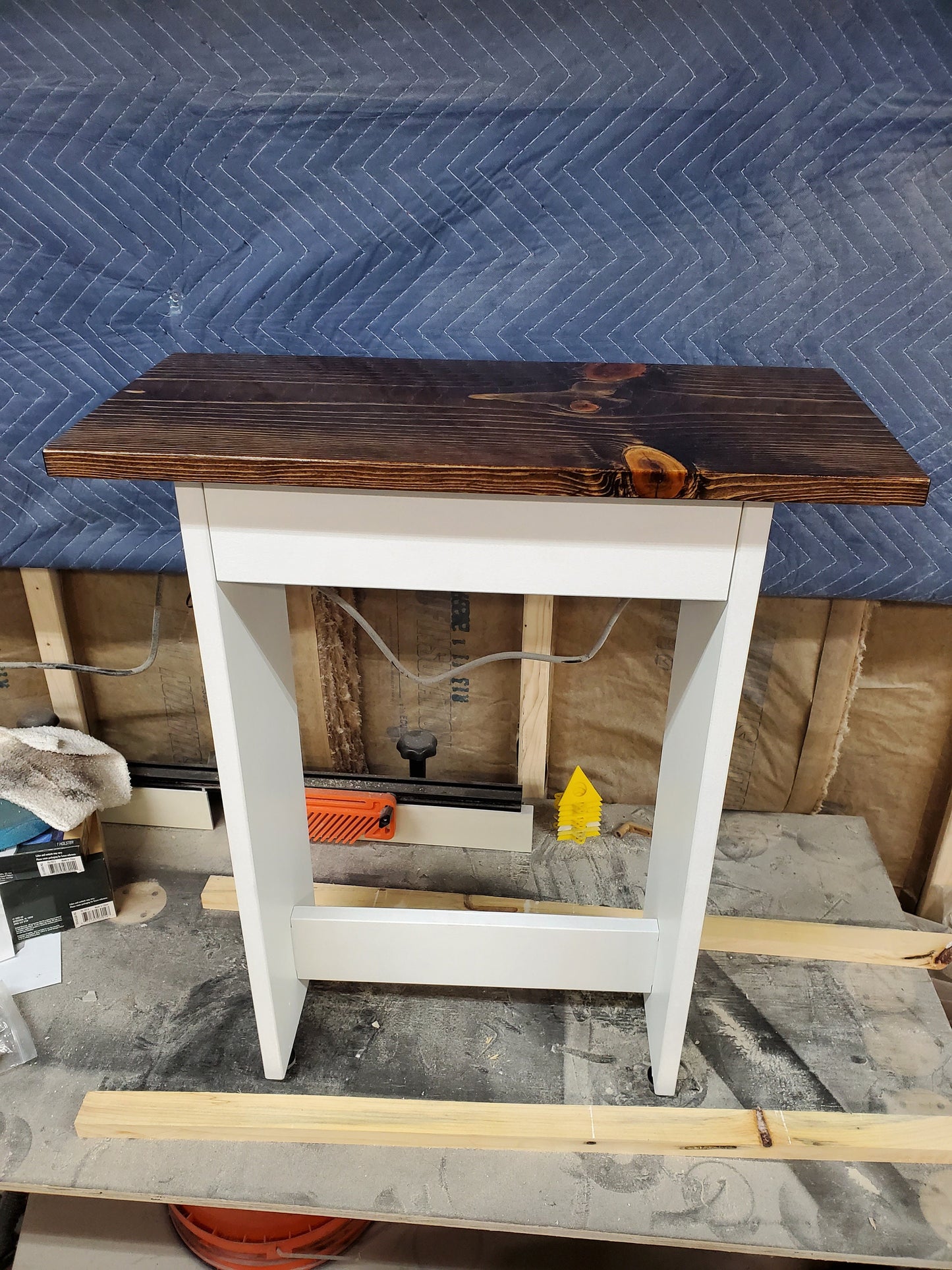 Farmhouse table, End Table, custom handmade with USB ports and electrical outlets