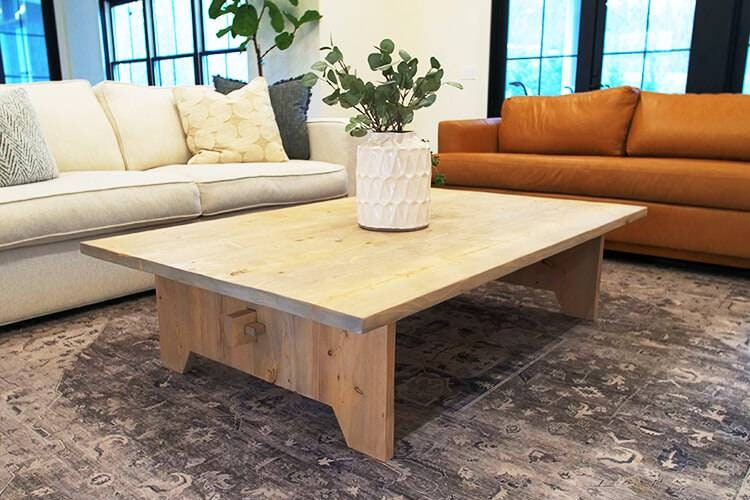 Handmade Reclaimed Pine Coffee Table with Rustic Charm & Unique Design - Perfect for Modern and Farmhouse Living Spaces