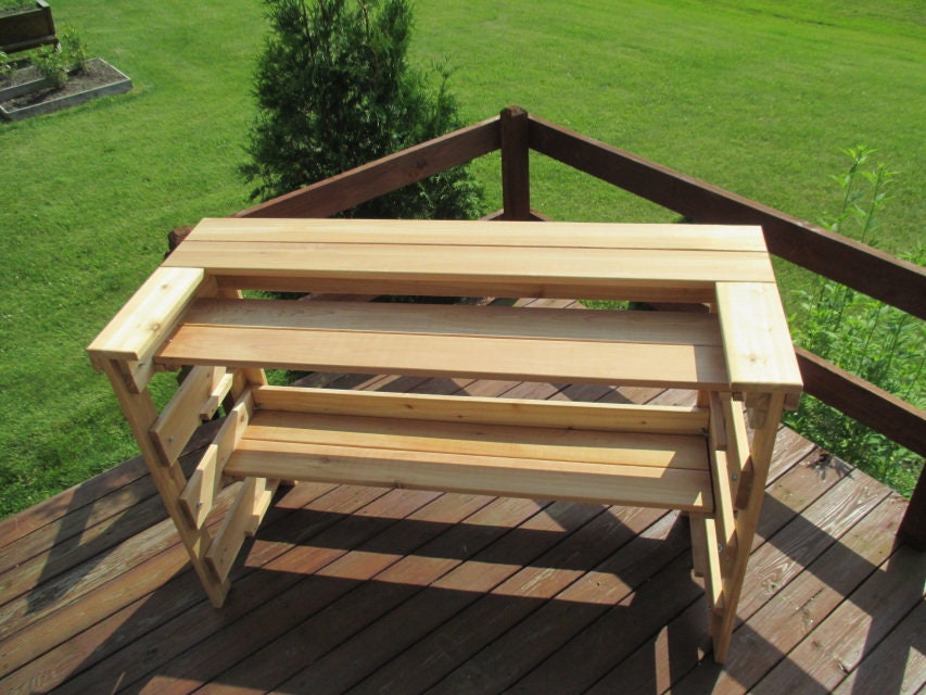 Outdoor Cedar Patio Bar - Sturdy, Elegant and Convenient with Adjustable Shelving.