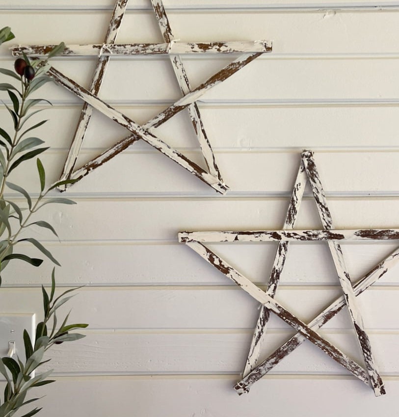 Rustic Wooden Star with Fairy Lights