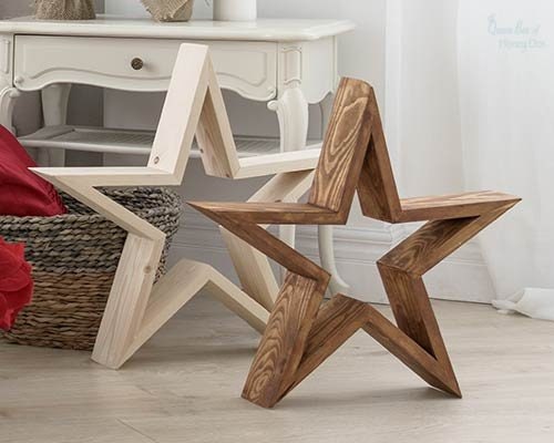 Small Rustic Wooden Star with Fairy Lights