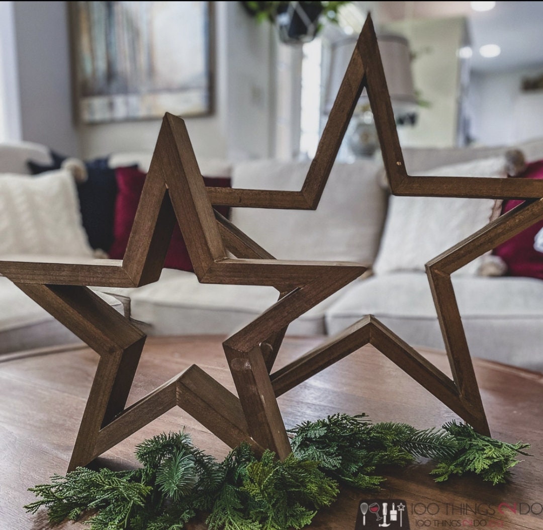 Small Rustic Wooden Star with Fairy Lights