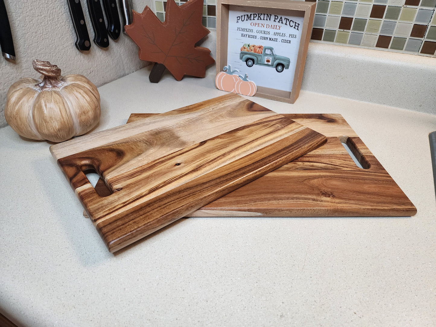 Rustic Hardwood Chopping Serving Board - Handcrafted Kitchen Essential