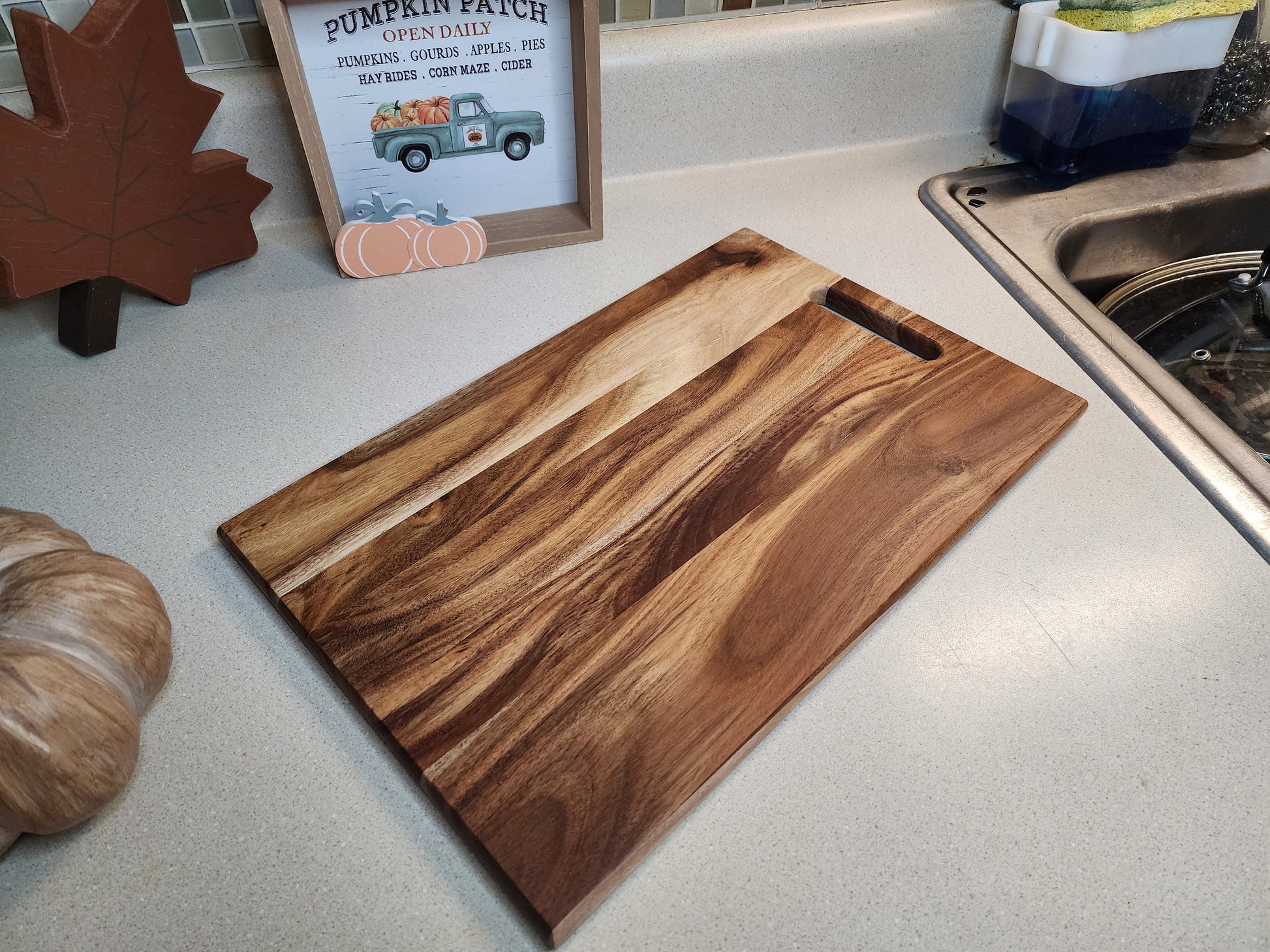 Rustic Hardwood Chopping Serving Board - Handcrafted Kitchen Essential