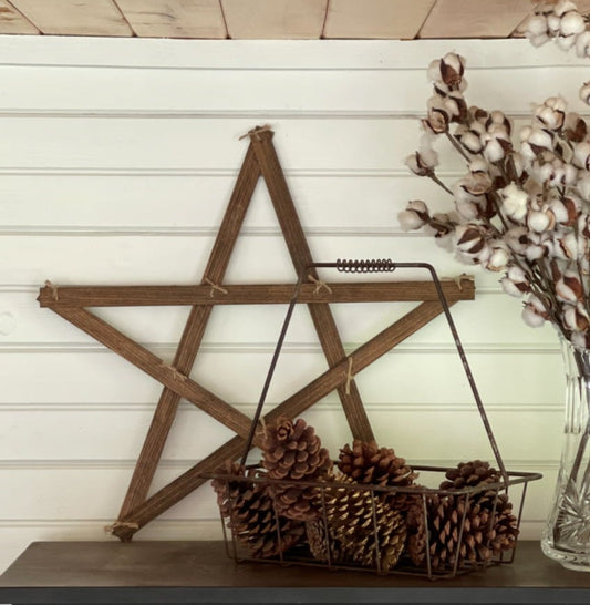 Rustic Wooden Star with Fairy Lights