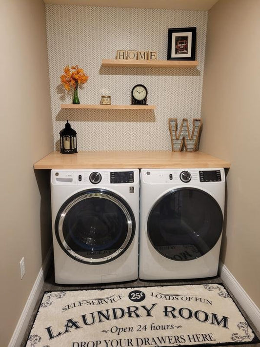 Butcher Block Countertop - Washer & Dryer Countertop Remodel Your Utility Room. Fully Finished