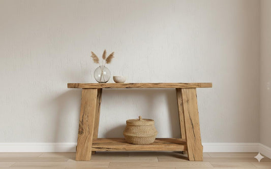 Rustic Oak Console Table – Modern Entryway Table for Farmhouse Furniture Decor