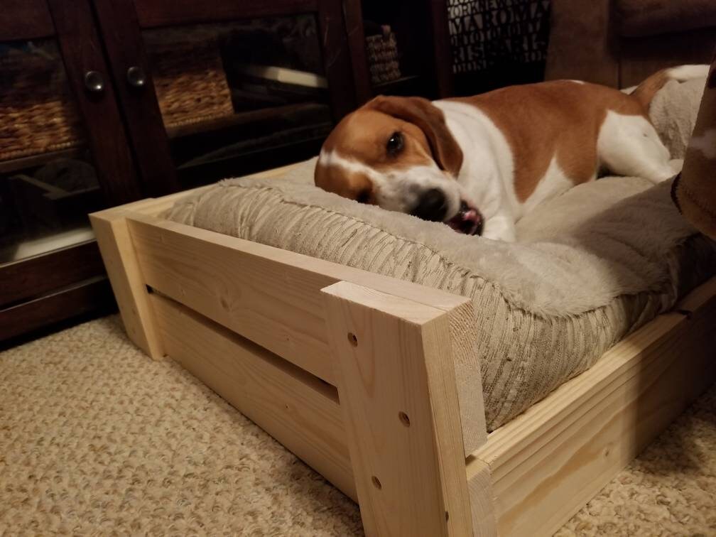 Handmade custom rustic wooden crate vintage style dog bed, pet bed, pet furniture, cat furniture, cat bed